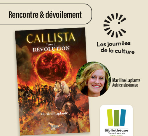 Les journées de la culture: Dévoilement de Révolution avec l’autrice Mariline Laplante